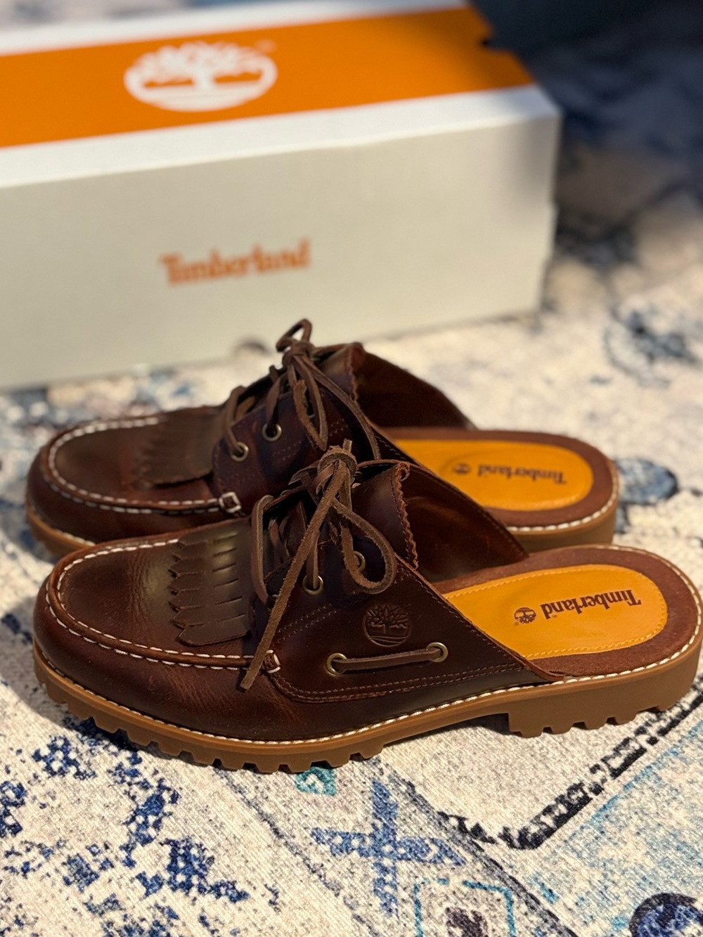 Timberland Brown Leather Kiltie Lace-Up Mule Clogs- Shoes NWT - 10 Women